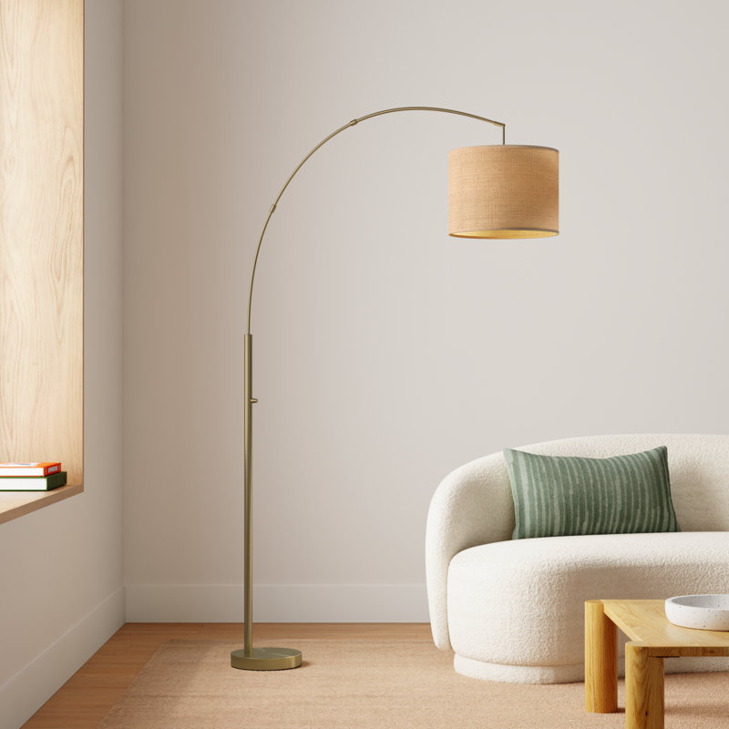 Felice 73.5'' Arched Floor Lamp, Antique Brass, Beige