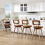Tabouret de comptoir pivotant de style moderne Mid-Century de 26,2 po Anandi avec dossier en rotin de canne et structure en bois massif-132419951-134320079