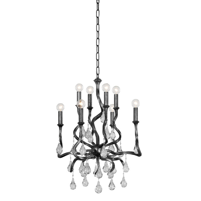Aveline 8 Light Chandelier, Black Silver Leaf