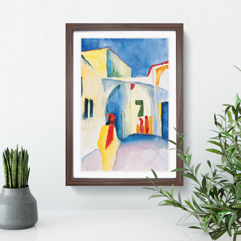 View into a Lane by August Macke - Picture Frame Painting, 65cm H x 48cm W x 2cm D, Walnut Framed