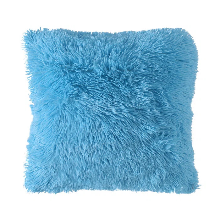 Housse de coussin en fausse fourrure, Bleu