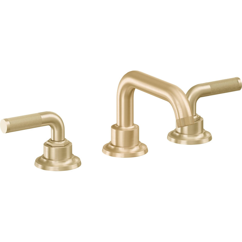 Descanso 8" Widespread Lavatory Faucet with Knurled Handle and ZeroDrain, Satin Brass