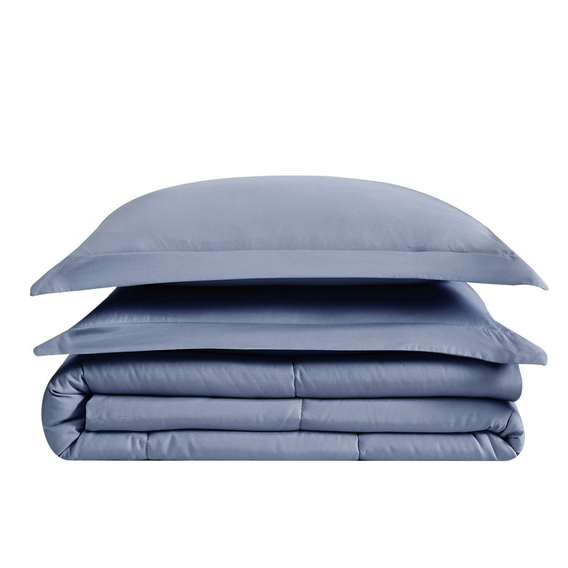 King Blue Microfiber Down Alternative Bedspread Set
