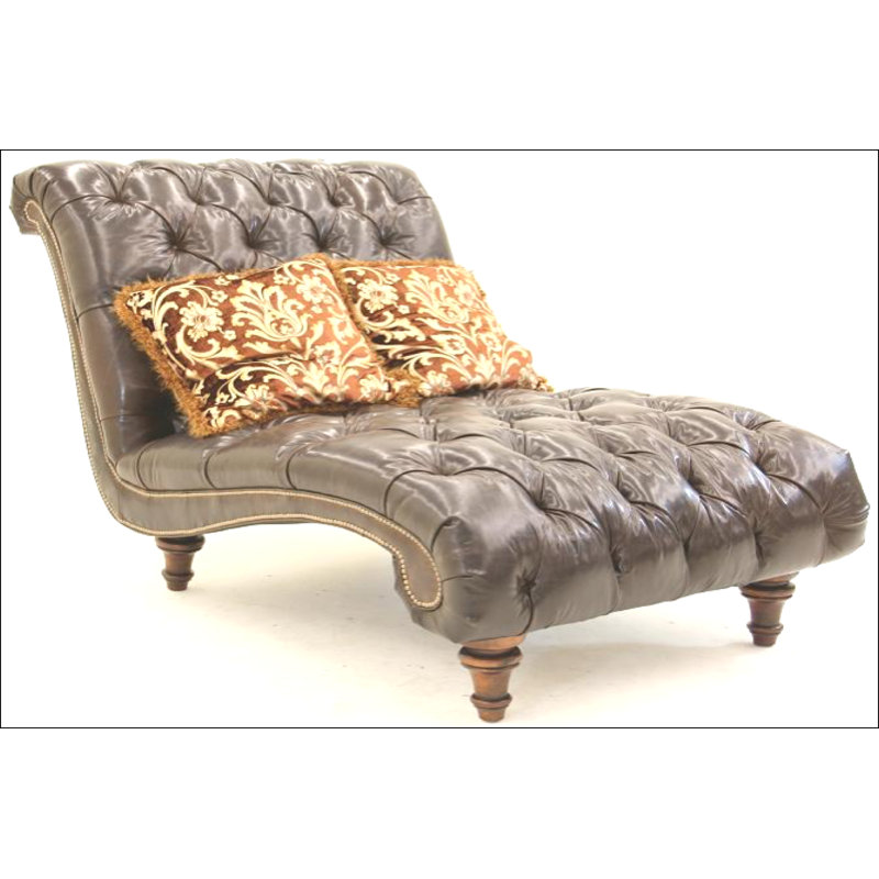 Leather Chaise Lounge, Croc Gator Brown, Brushy Bayou, Natural