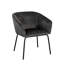 Ensemble de (2) chaises de salle à manger Avery en velours gris texturé avec pieds en métal noir-115685995
