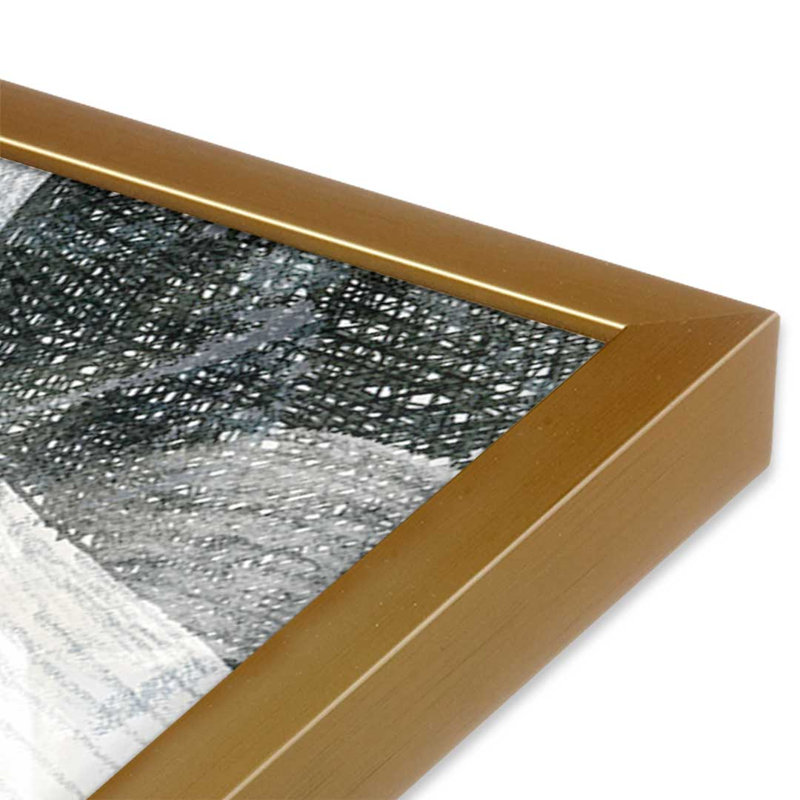 «Un Dibujo en la Pared I» par June Erica Vess, reproduction d'art, Open Corner Framed Print without Mat Paper, Doré