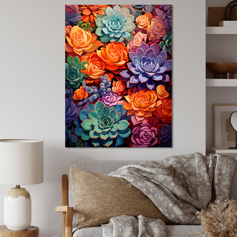 Chrysa Colorful Succulents Succulent Symphony sur toile, H 32 po x l 16 po x P 1 po, Toile tendue