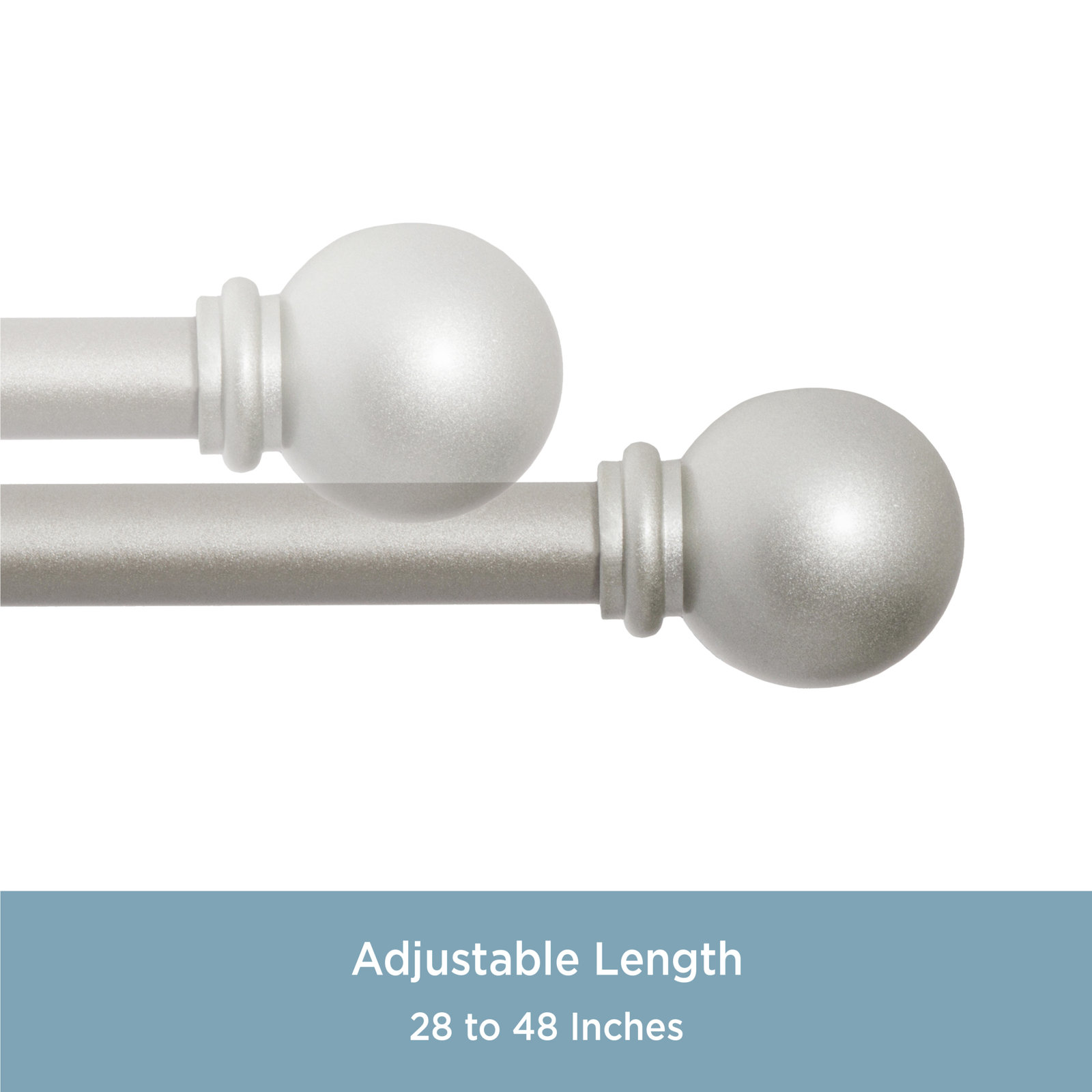 Lowri Chelsea Curtain Rod, Nickel, 28" - 48"