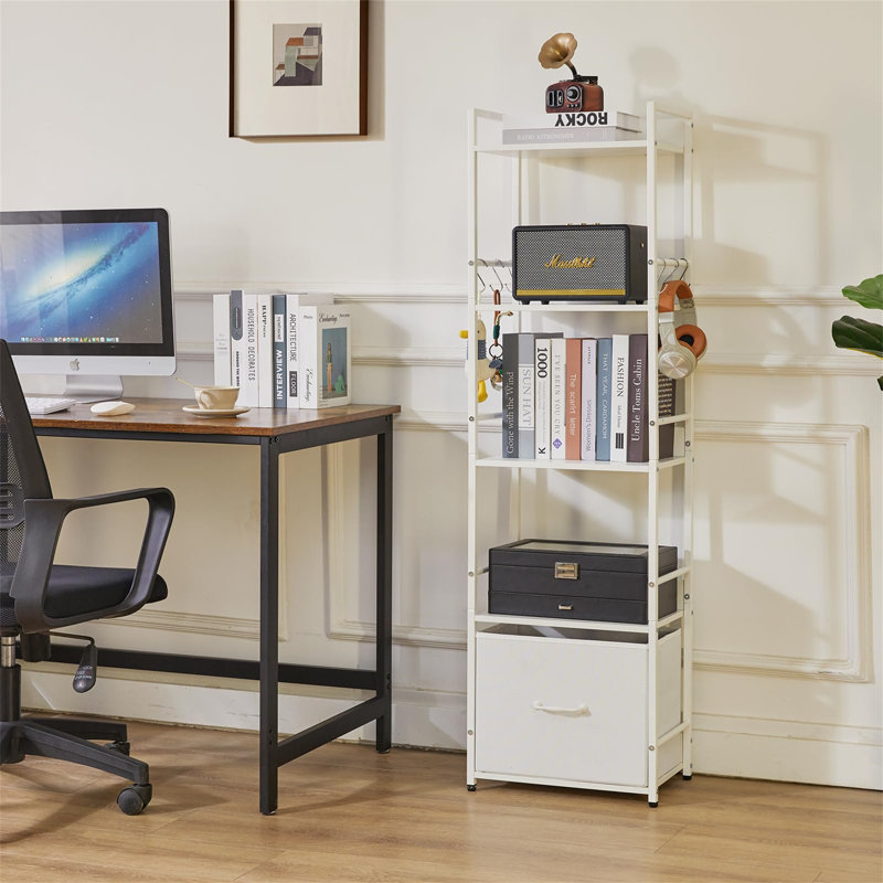 136cm H x 39cm W Metal Standard Bookcase, White