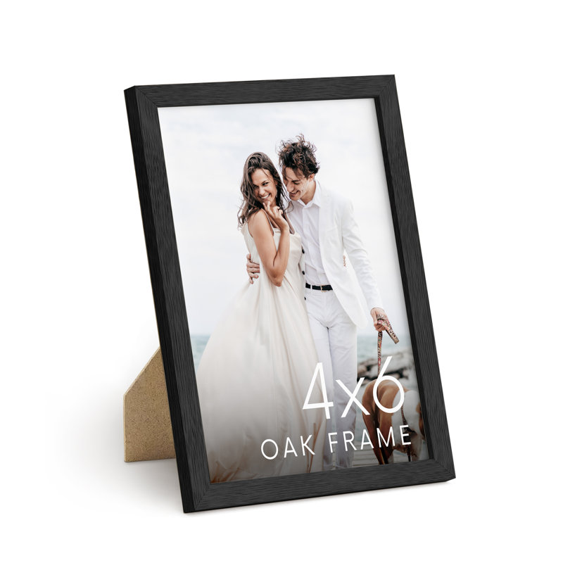 Black Matte Oak Wood Picture Frame with Plexiglass Cover
