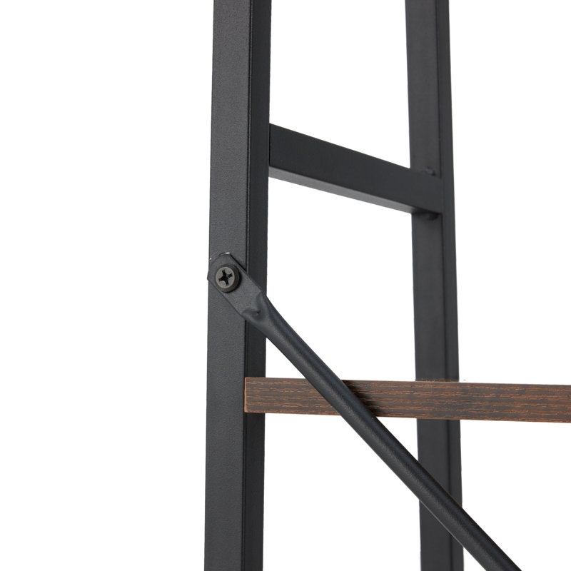 Jomeed Rustic Modern 4-Tier Brown Wood and Steel Bookshelf