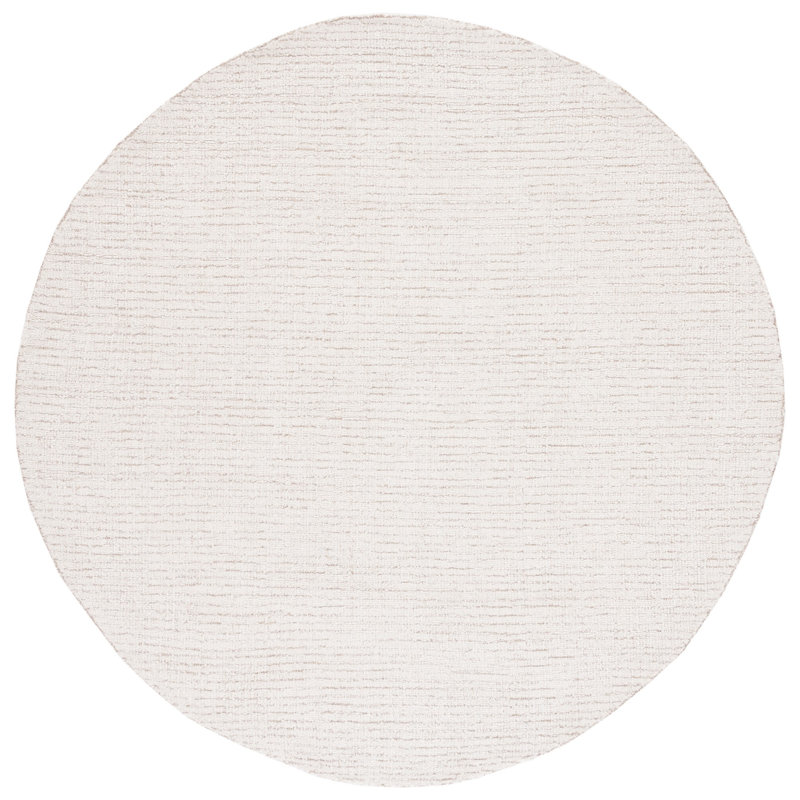 Armina Handmade Tufted Wool Ivory/Beige Area Rug, Round 8'