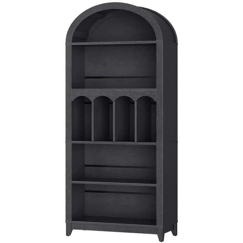 70.9"H Arched Bookshelf 5-Tier Arch Bookcase Storage Display Cabinet