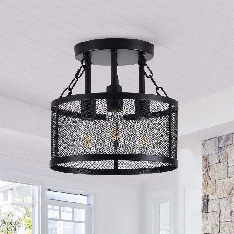 Jolet 3-Light 12.6 inch Iron Shade Dimmable Flush Mount Light