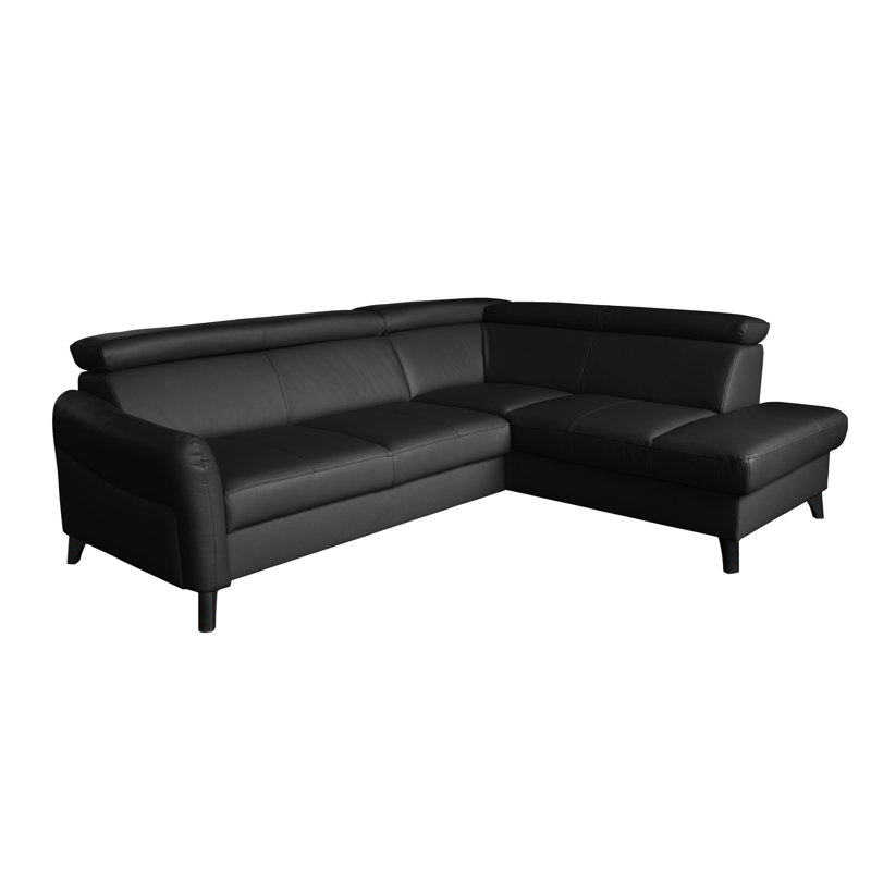 Victoria Upholstered Sleeper Corner Sofa with Ottoman, Right Hand Facing, Black