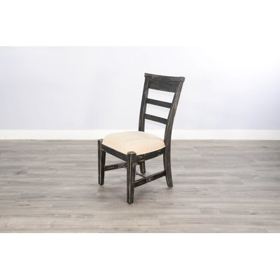 Chelly 20'' H Linen Upholstered Mahogany Side Chair