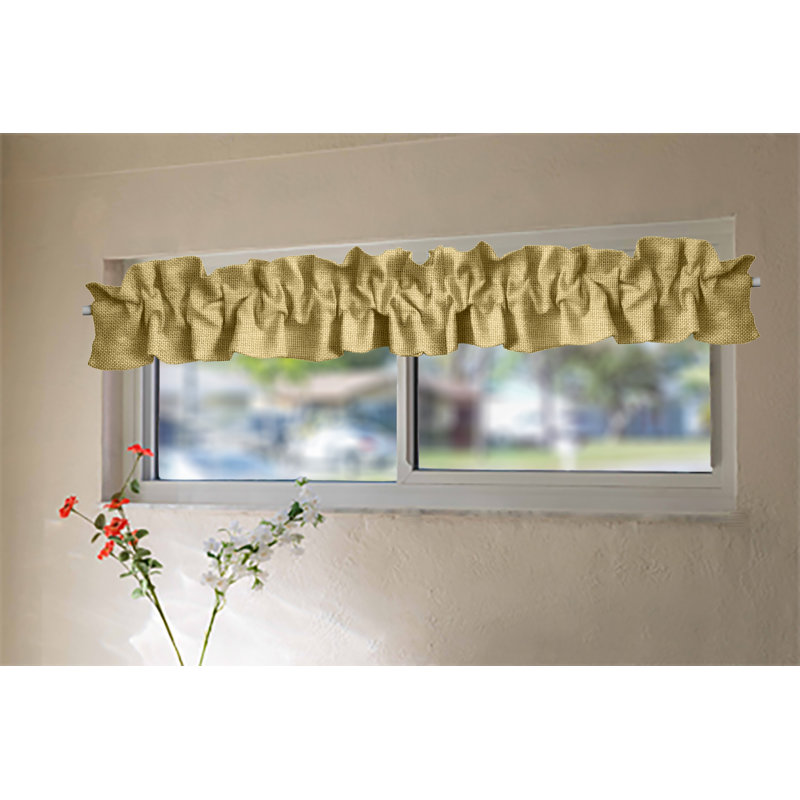 Ruffled Window Valance, 120" W x 9" L, Light Gold