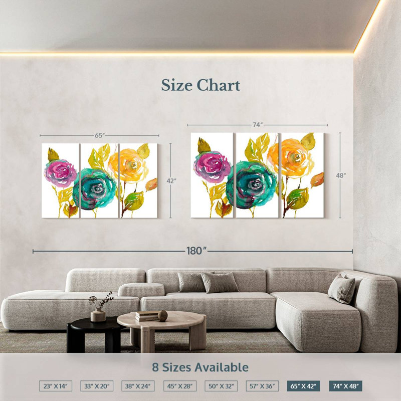 Trio moderne de fleurs Harnek II, H 42 po x l 65 po