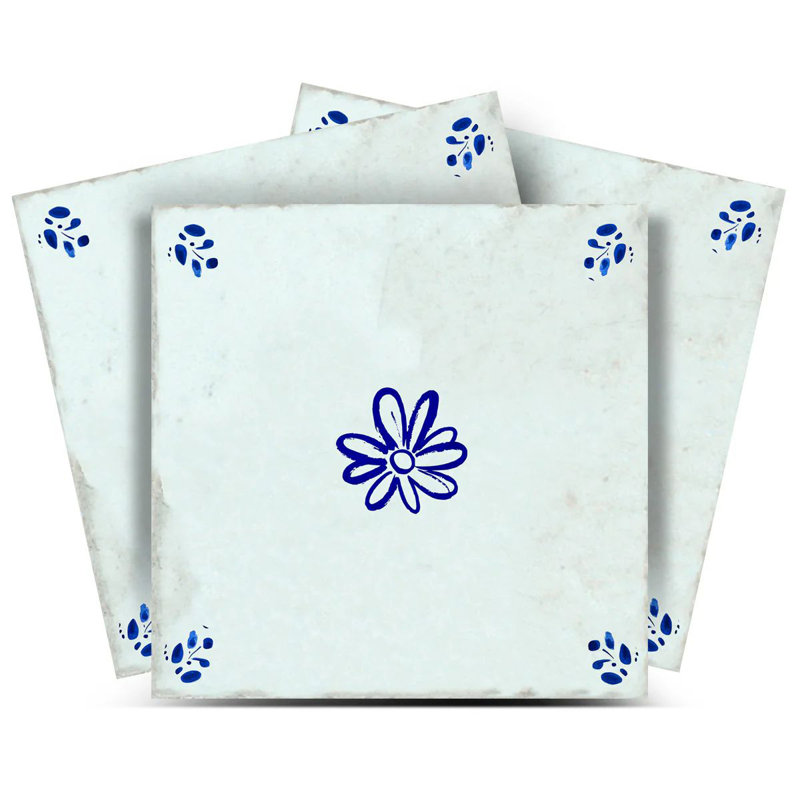 Carreau de mosaïque floral auto-adhésif en vinyle 8 po x 8 po