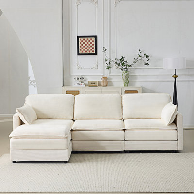 Canapé Cloud 3 places, canapé modulaire 3 places avec repose-pieds et 2 coussins décoratifs