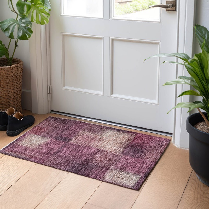 Tapis prune Tweedy lavable à la machine de qualité supérieure, Rectangle 1 pi 8 po x 2 pi 6 po