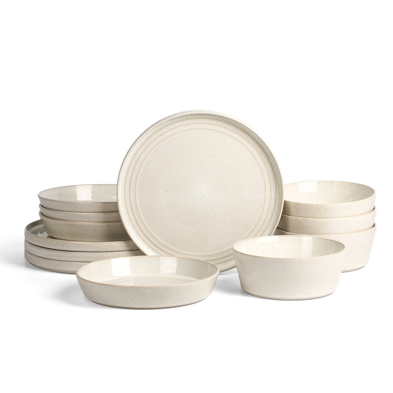 Stone Lain Claire 12-Piece Dinnerware Set Stoneware, White