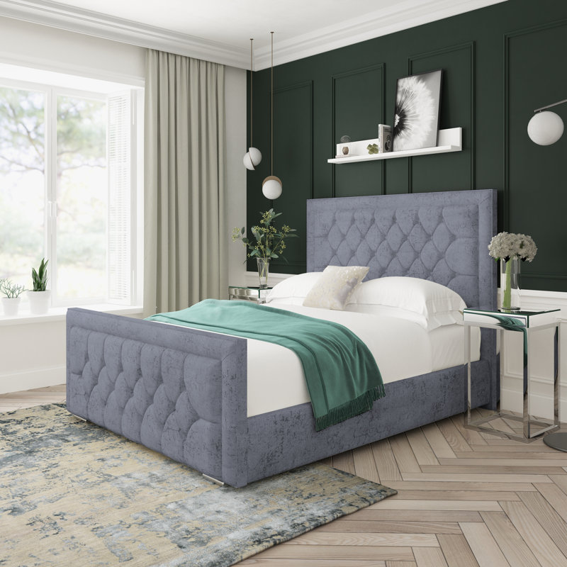 Upholstered Bed, Gunmetal, Double (4'6)