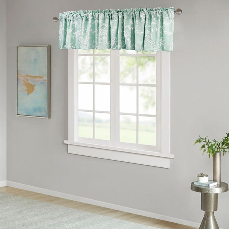 Floral Tailored Window Valance, Teal / Turquoise