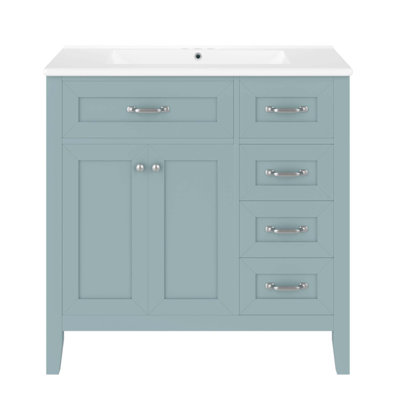 36 Inch Bathroom Vanity With Sink, Durable MDF Board And Solid Frame, Modern Freestanding Design With Ample Storage