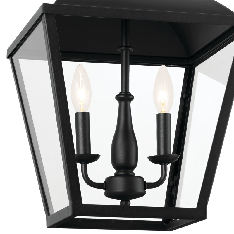 Dame Textured Black 2-Light Pendant with Clear Glass Shade, Textured Black
