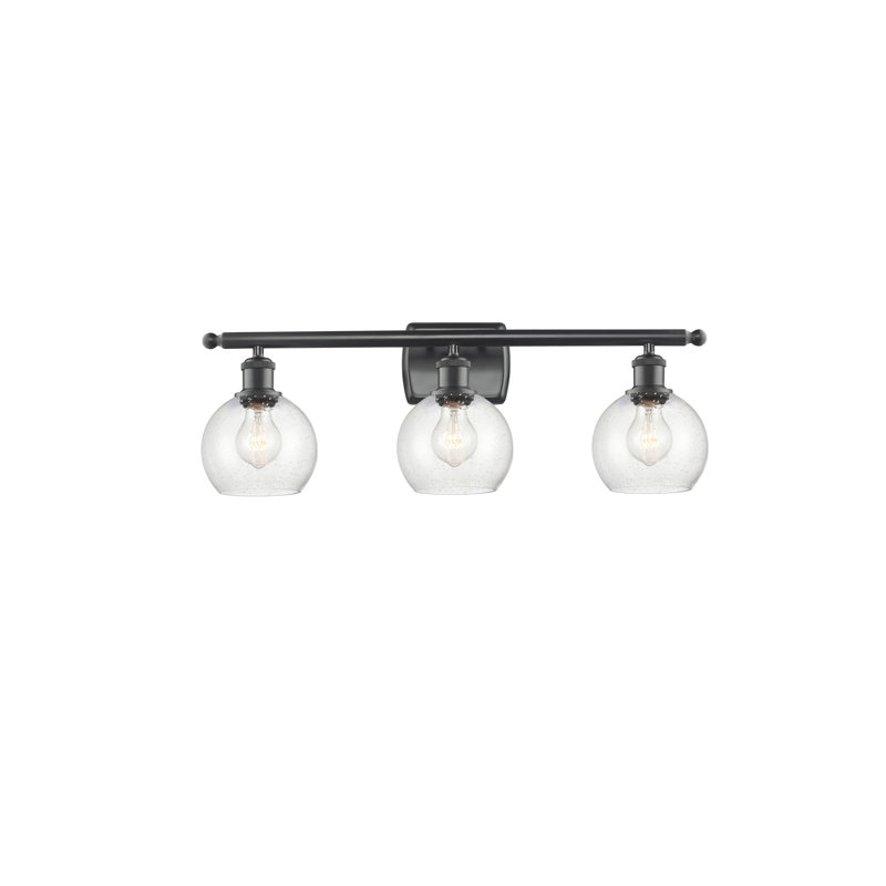 Éclairage pour meuble-lavabo en laiton antique à 3 lumières Cindi, Noir mat, Incandescente
