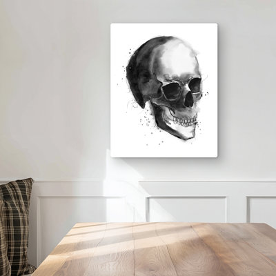 Black and White Skull - Black Metal Print for Man Cave Decor