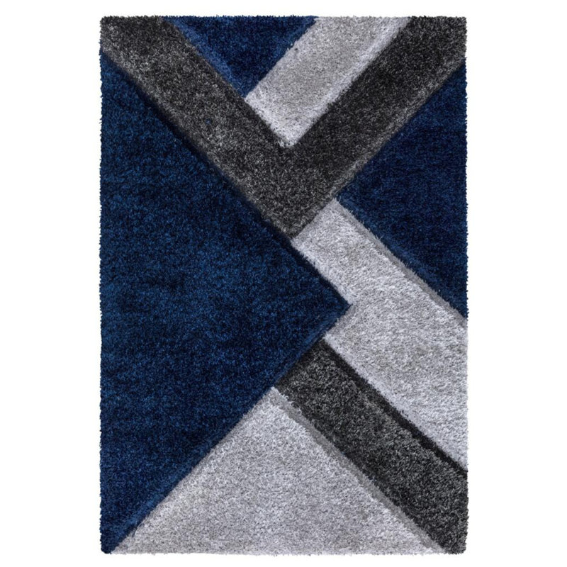 Woodbranch Geometric Shag Area Rug, Rectangle 60 x 110cm