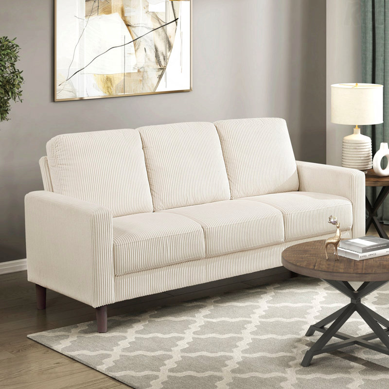 Ensemble de canapé moderne en velours côtelé beige 3 pièces - canapé, causeuse, chaise, coussin confortable, structure en bois massif