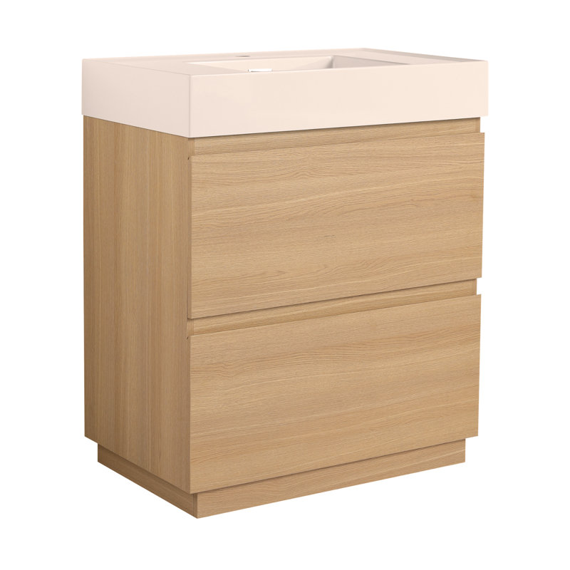 Armoire de meuble-lavabo simple 30 po avec double tiroir 30 po, Chêne