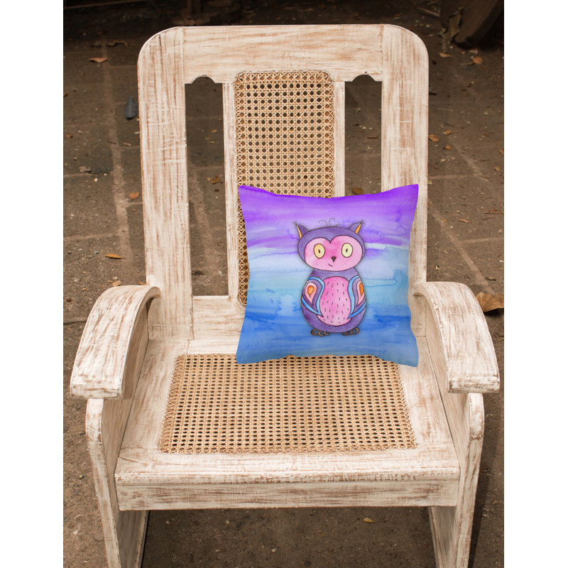 Coussin décoratif intérieur/extérieur aquarelle hibou, 18 po x 18 po