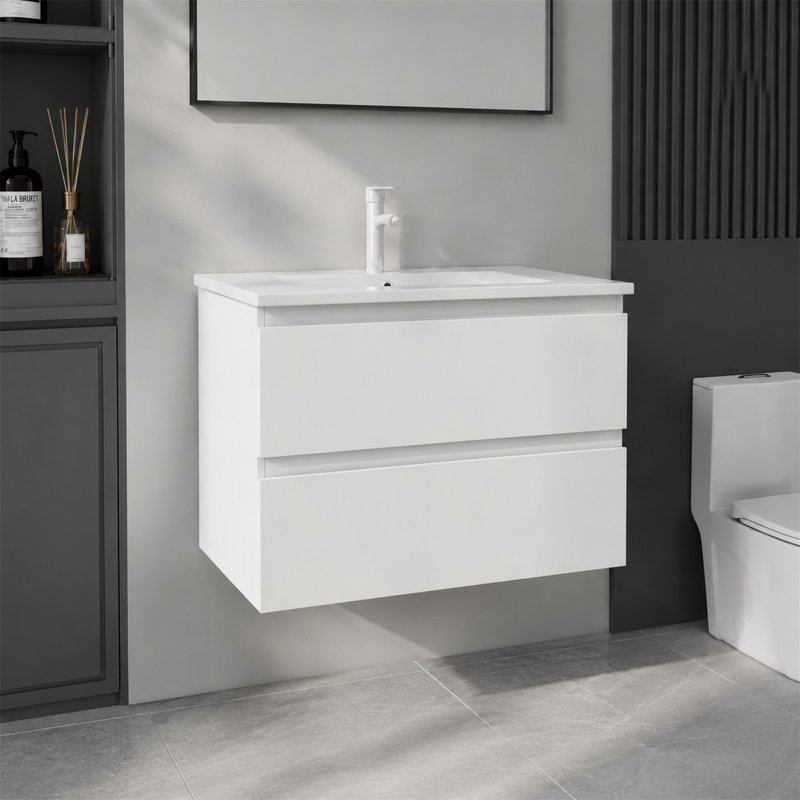 Meuble-lavabo mural suspendu de 24 pouces, Blanc