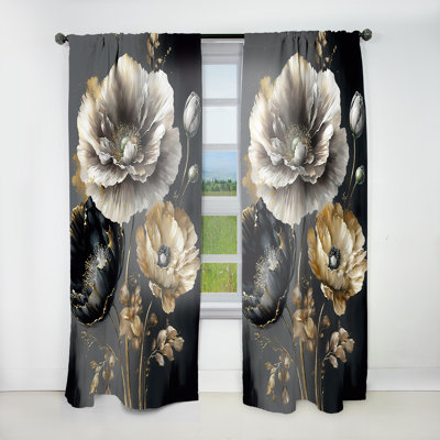 Isoline - Floral Velvet Curtain - 1 Panel