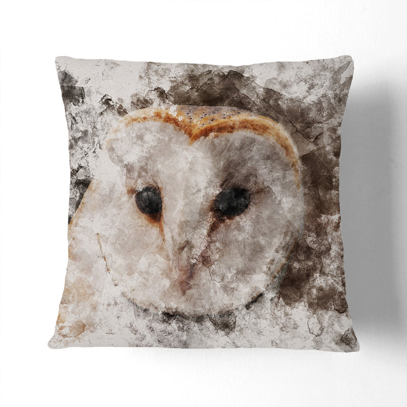 Barn Owl Vol.1 Watercolour Square Throw Cushion, Black, 40cm H x 40cm W x 15cm D