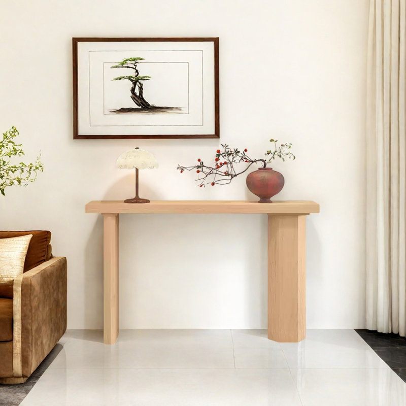 Console Modern Minimalist, H 31,5 po x l 47,24 po x P 11,81 po, Bois naturel