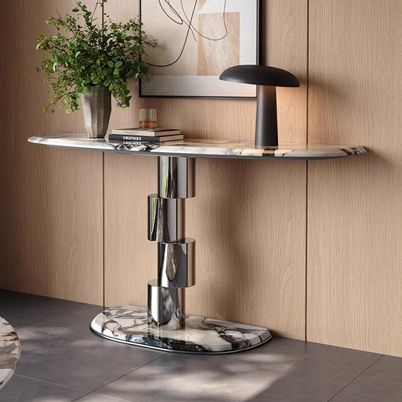 Console de style italien en pierre frittée., H 33,4 po x l 47,2 po x P 14,9 po