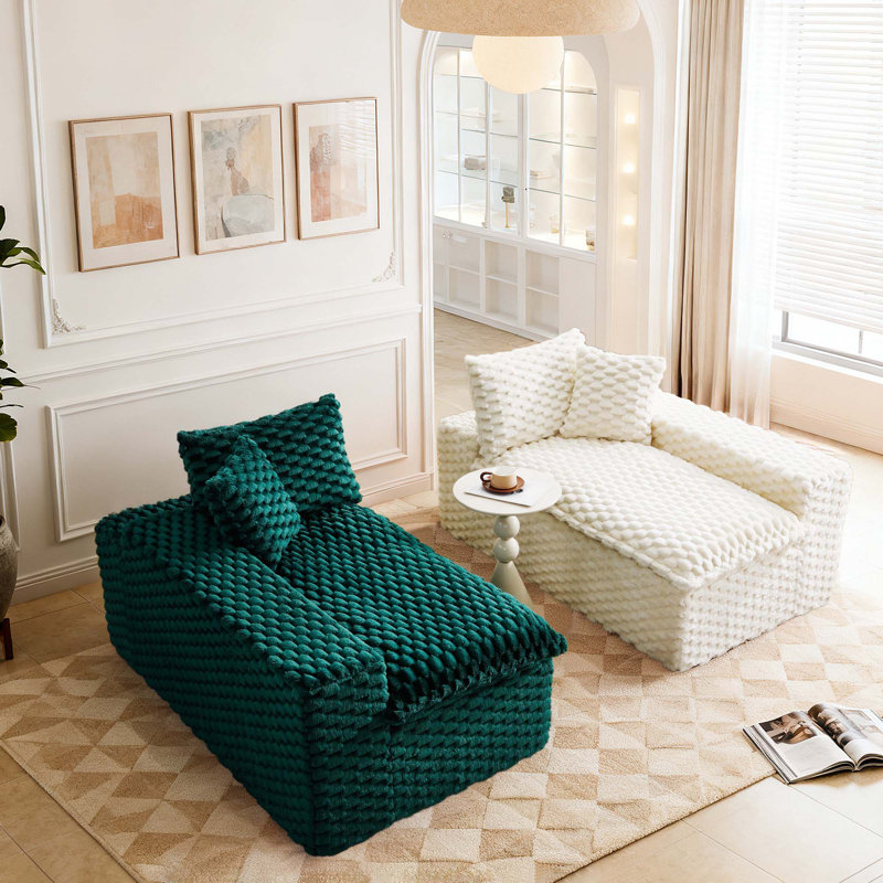 Canapé modulaire 120 po en velours multicolore, Green/White