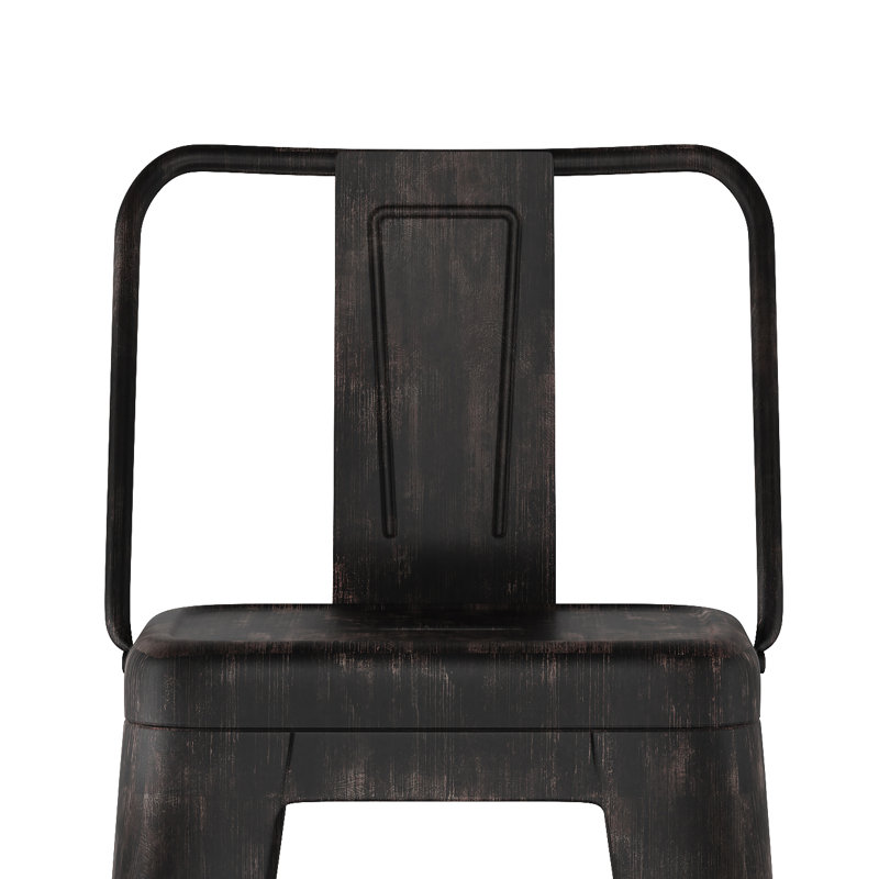 Rayne Distressed Black Metal Counter Height Stool Set
