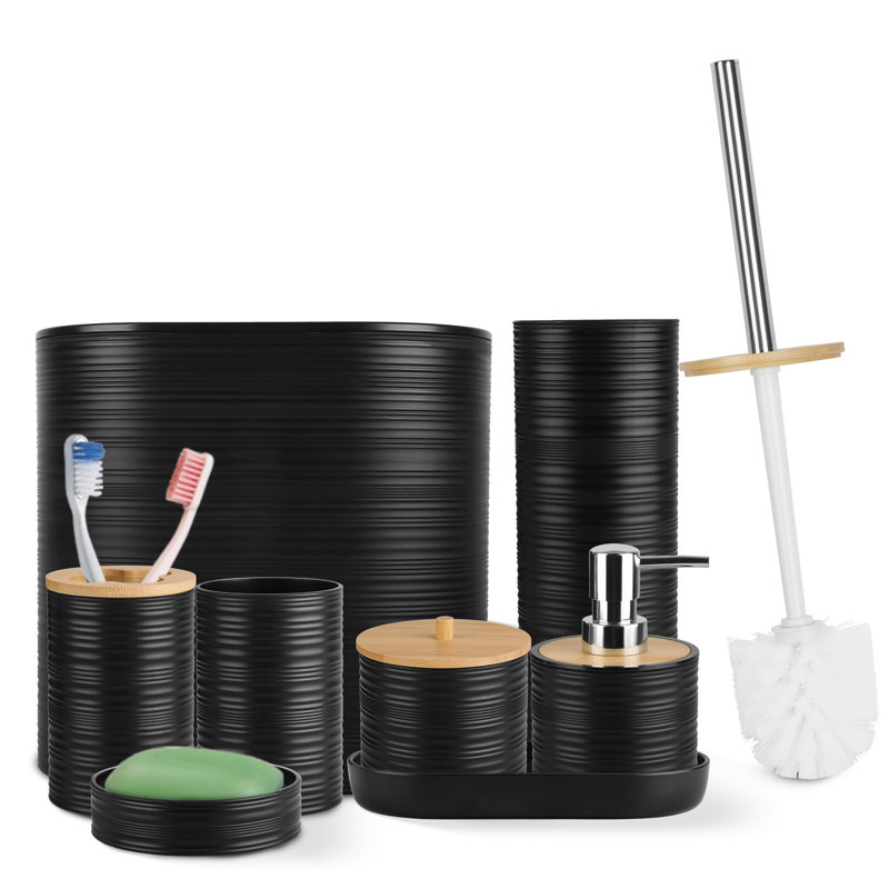 L'ensemble d'accessoires de salle de bain comprend un plateau porte-brosse à dents pour distributeur de savon / lotion, Noir