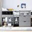 Lit mezzanine simple gris bas avec bureau, tablette et tiroir-533875738