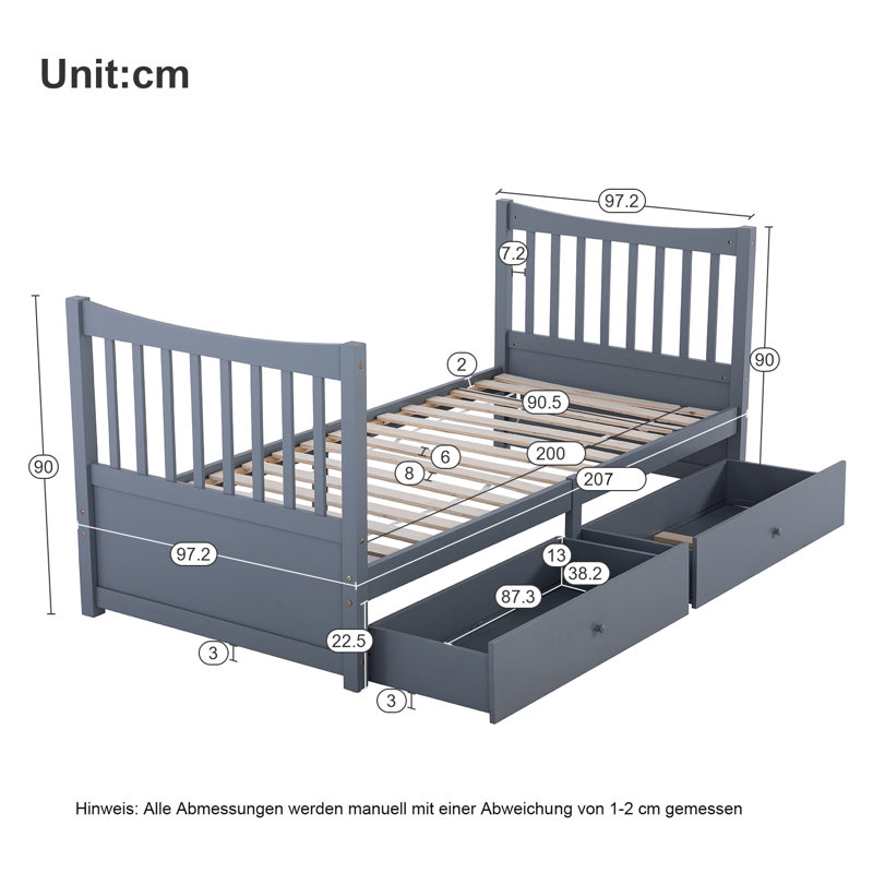 Mcclendon Standard with Storage Included, Navy Blue