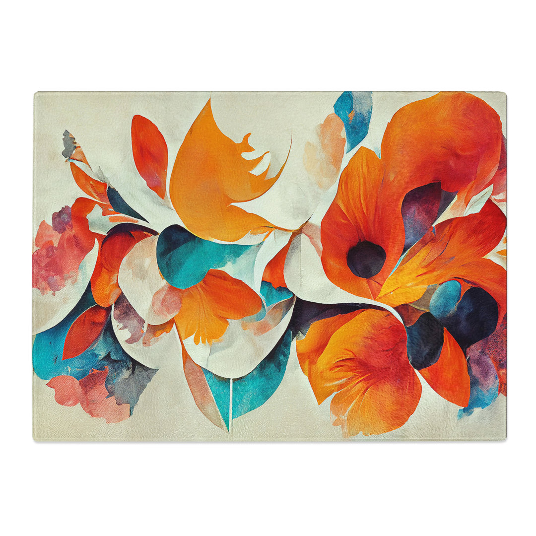 Modern Abstract Flowers Vol.8  Glass Chopping Board