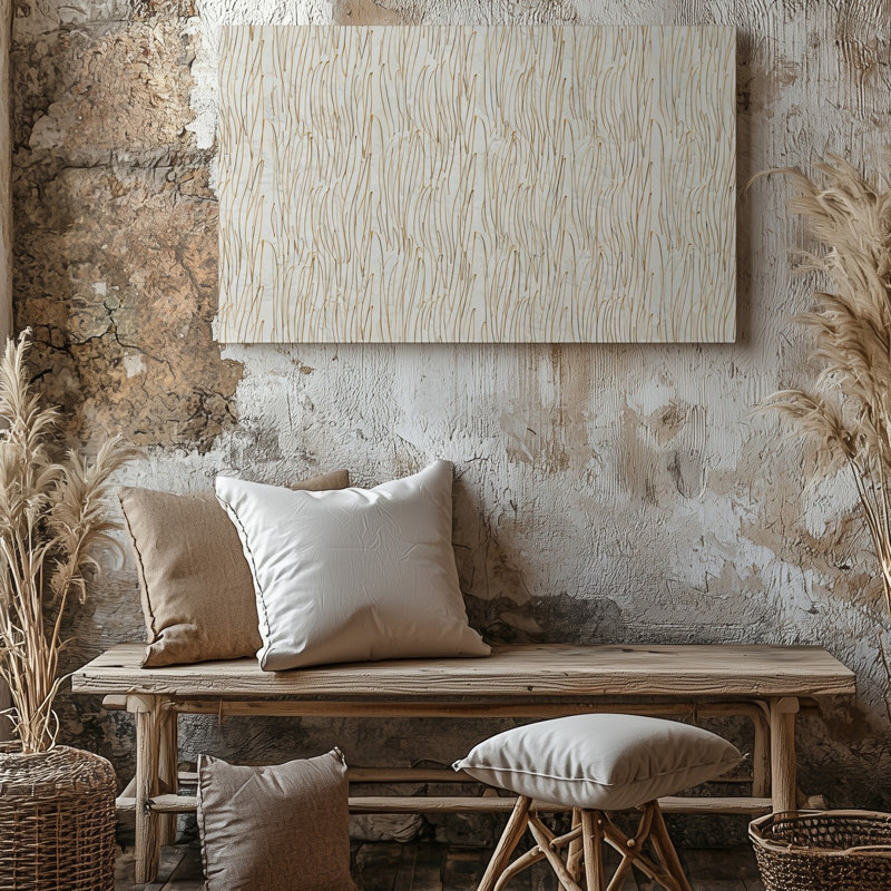 La toile crée un motif sans couture avec des lignes verticales avec un art mural doux, H 18 po x l 24 po
