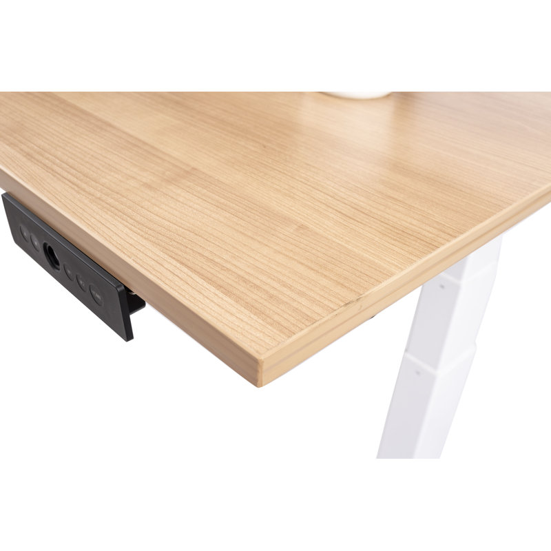 Adjustable Metal Base Standing Desk, 26" H x 70.9" W x 29.5" D, Natural/Black