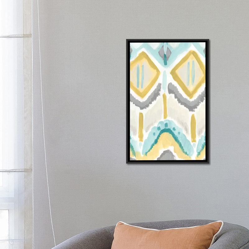 « textile impression ii », reproduction sur toile, H 26 po x l 18 po x P 1,5 po, Toile avec cadre noir, Pas de tapis